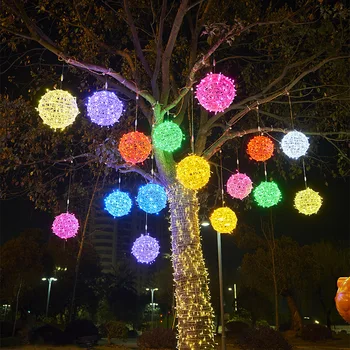 220V Pasaku Gaismas LED Rotangpalmas Bumbu Zvaigžņu String Gaismas Āra Vainags Kāzu Gaismu Mājās Ziemassvētku Dārza Svētku Dekorēšana