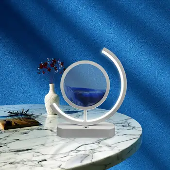 Smilšu pulkstenis Galda Lampa Art 3D Plūstošās Smiltis Krāsošana Nakts Lampas Turētāju, Apaļa Stikla Guļamistaba Dekorēšana Atmosfēru Gultas Lampa