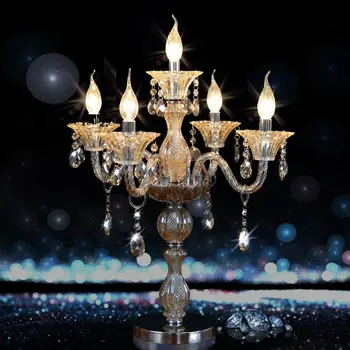 Modes kristāla galda lampas luksusa precējies guļamistabas gultas lampa mūsdienu apdare lampas