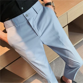Pavasarī Tīri Slim Biznesa Oficiālu Sociālo Uzvalku Bikses Stilīgs Vidukļa Svītrainām Izšuvumi Gadījuma Bikses Vīriešu Kāzu Kleitu Bikses