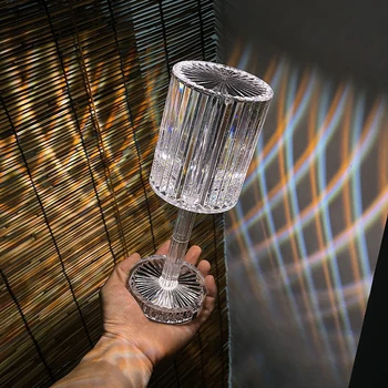 Dimanta LED Nakts Gaismas Pieskārienu, Tālvadības pults Kristāla Galda Lampas 16 Krāsas Uzlādējams Gultas Lampa, Akrila Mājas Dekoru Iekārtas