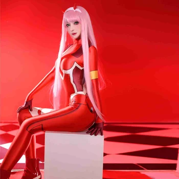 Spīdīgs Satīns Anime Red Cosplay Kostīmu Karnevāla Puse Kluba Jumpsuit Playsuit Cīņa Drukāt Sieviešu Apģērba Komplekti