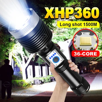Augstas Jaudas XHP360 Led Lukturīti Ultra Spilgti Teleskopiskie Tālummaiņas Laternu 5 Režīmi Tipa C Lāpu 18650 Lukturīti, Āra Zvejas Lampas
