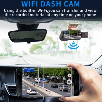 WIFI Dubultā Objektīva Auto Reģistratoru Vedio 1080P DVR ADAS Dash Kamera Auto DVR Nakts Versija Android Auto Radio Atbalstu TF Karti 8-32G