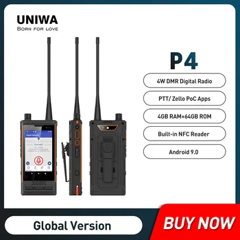 UNIWA P4 Octa Core Mobilā Tālruņa 4G 64G IP68 Ūdensnecaurlaidīga Mobilais 4W DMR Analog Walkie Talkie 3000mAh Android 9 Viedtālrunis MT6762