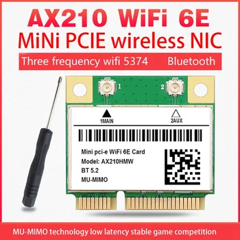 Wifi 6E AX210 Mini PCI-E Bezvadu Tīkla Karti WIFI6 Dual Band 2.4 G/5G Tīkla Karti, Bluetooth 5.2 Tīkla Kartes Adapteris Jaunu, vidi saudzējošu
