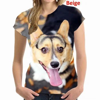 Sieviešu Grafiskais T-krekls Personības Suns Drukāt Īsām Piedurknēm Ikdienas Topi Streetwear Apaļu Kakla Tee Blūze