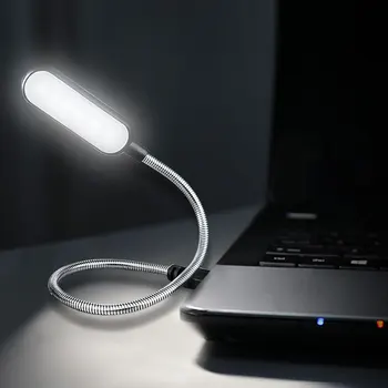 Mini Portatīvo Grāmatu Gaismas 4 LED USB galda Lampa Balta/Warm color (Krāsu Nakts Gaisma Guļamistabā Blakus Spuldzes Jauda Banka Klēpjdatoru Grāmatiņa