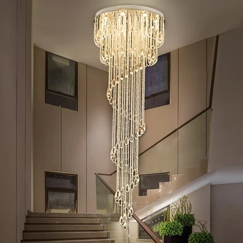 Mūsdienu Dzīves Telpā, Led Luxuryl Lustra Kārta Duplex Kāpnes Villa Hotel Apgaismojuma Projektēšana Crystal Line Kulons Lampas