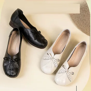 īstas ādas mokasīni dāmas baleta dzīvokli sieviešu dizaineru bowknot sliņķis sieviete paslīdēt uz slinks kurpes vintage braukšanas dzīvokļiem jaunas