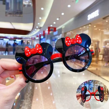 Disney Mickey Mouse Minnie Saulesbrilles Bērniem Moderns Flip Bowknot Anti-UV Brilles Cute Karikatūra Forma Meitene, Aksesuāri, Rotaļlietas, Dāvanas