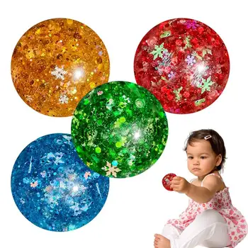 Saspiest Bumbu Bērniem 4GAB Sniegpārslas Spīguļi, Vizuļi Mīkstu Bumbu Elastīgu Mirdzēt Rotaļlietu Dzimšanas dienas Dāvanu Zēni Meitenes Relaksējošu Rotaļlietas