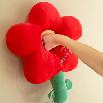 Little Red Flower Spilvenu Meitene Guļ Gultā Spilvenu Lelle Pildījumu rotaļlieta Gudrs Tulpju Ziedu Neto Sarkans Spilvens