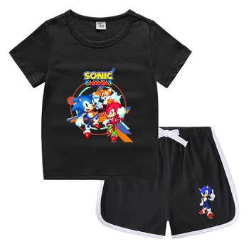 2023 Sonic Vasaras Bērnu Apaļu Kakla T-krekls korejas Gadījuma Modes Zemāko Krekls Sviedru absorbējošu Uzvalks