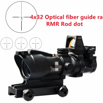 TA02 4X32mm Sarkanās LED Izgaismotas Riflescope ar Mini RMR Reflekss Red Dot Aktuāli Medības, Airsoft Šautenes ar Pilnu Markas