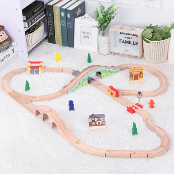 DIY Universālā Piederumi, Koka Sliedēm Vilciena Komplekts Rotaļlieta Dzelzceļa Saderīgu par Visu Kopējo Sliežu Koka Rotaļlietas Bērniem Dāvanas