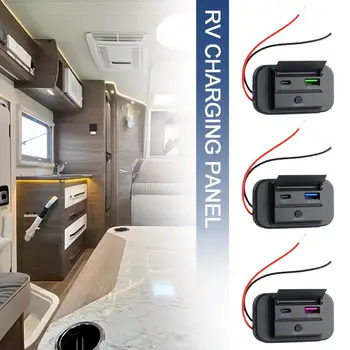Ātri Uzlādēt PD C Tipa Dual USB Porti Automašīnu, Autobusu Lādētāja Ligzdas Adapteris 12V/24V USB Barošanas Panelis Ar Swith Jūras Motorcyc R0U0
