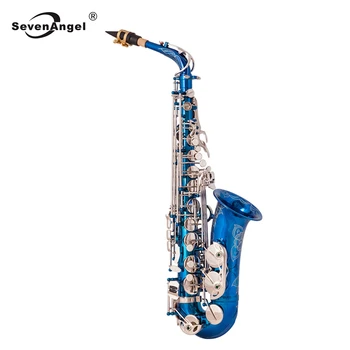 SevenAngel Augstas Kvalitātes Saksofonu Zilā Krāsa IR Alto Sax Misiņa Lakoti E Dzīvoklis Sax 802 Taustiņu Tipa Woodwind Mūzikas Instrumentu