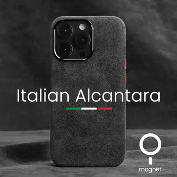 Magnētiskā ALCANTARA Lietā par iPhone 14 Pro Max 12 13 mini Luksusa Mākslīgās Ādas Superauto, Savukārt Kažokādas Uzņēmumu Telefonu Gadījumos Vāciņu