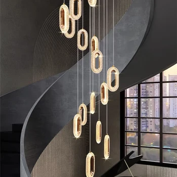 BOSSEN modernu LED zivis līnijas lustra regulējams augstums duplex villa kāpņu telpa, dzīvojamā istaba, ēdamistaba mūsdienu lustra