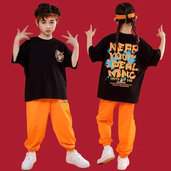 Bērnu Ielu Deju Kopa Skaists Zēns Hip-Hop Modes Tērps Meitene Džeza Hiphop Izpildes gada 1. jūnija Zaudēt Soft