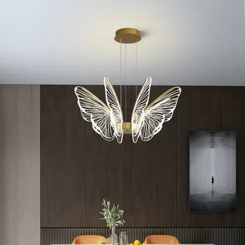 Mūsdienu LED Pendant Gaismas Deluxe Zelta Bāzes Akrila Tauriņš Karājas Lampas Ēdamistaba Dzīvojamā Istaba Guļamistaba Apgaismojums Spīdumu