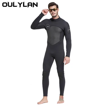 Oulylan Vīriešiem Wetsuit Pilna Bodysuit 1.5 mm Apaļu Kakla Ūdenslīdēju Kostīms Stretchy Peldēšanu, Sērfošanu, Snorkeling Smaiļošana Sporta Apģērbi