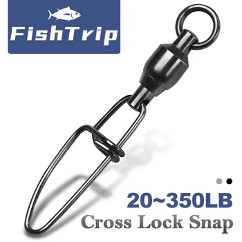 FishTrip Crosslock Snap ar Lodīšu Gultņiem, grozās ap savu asi Nerūsējošā Tērauda Niķeļa Melnā 20~100Pack Savienojas Snap Zvejas Savienotājs