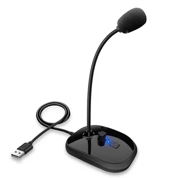1pc USB Desktop Laptop Mikrofons Balss Runas Mic Stand Spēļu galda DATORS, 3,5 mm Jack Plug Stāvēt Mini Studijas Runas Mic