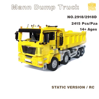 Km-2918 Mann Dump Truck Modelis Ar PDF Rasējumi, Celtniecības Bloki, Ķieģeļi Kids Izglītojošās DIY Rotaļlietas Dzimšanas dienā, Ziemassvētku Dāvanas
