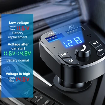 Automašīnas Bluetooth 5.0 FM Raidītājs Bezvadu Adapteri Mic, Audio Uztvērēju Auto Tālruni Fast Charger Pārsūtīt Vadītājs MP3 Atskaņotājs Dual USB