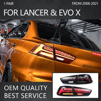 Auto Piederumi LED Aizmugurējie lukturi Saderīgs ar 2008-2021 Lancer & EVO X w/Skenēšanas Dinamisku Animācija w/Sērijveida Pagrieziena Signāla