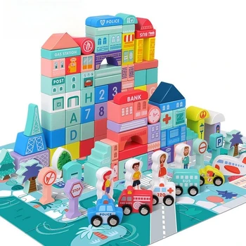 Bērnu Izglītojošās Rotaļlietas Koka Macaron Numuru Vēstules 108 Gabalu Agrīnās Izglītības Apgaismības Puzzle Lielu Graudu Ēka