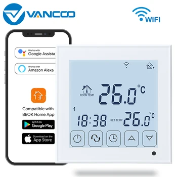 Vancoo 220V Wifi Smart Termostats Elektriskā Grīdas Apkures Temperatūras regulators ar Sensoru 16A Alexa, Google Home Kontrole