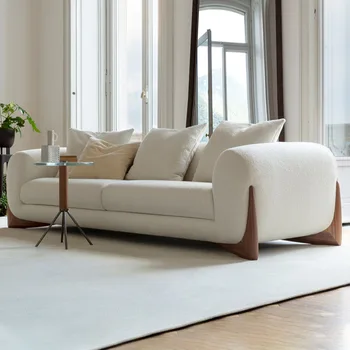 Itālijas gaismas luksusa minimālisma auduma dīvāns nelielā dzīvoklī dizaineru māksla Ziemeļvalstu formas masīvkoka pilnīgu žurnāla dīvāns