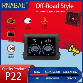 RNABAU P22 GPS HUD Uzlabot Savu Off-Road Spēles : Powerul Automašīnu Diagnostikas Rīks, Slīpuma Mērītāju, Pārbaudiet un Notīriet Motora defektu Kodi