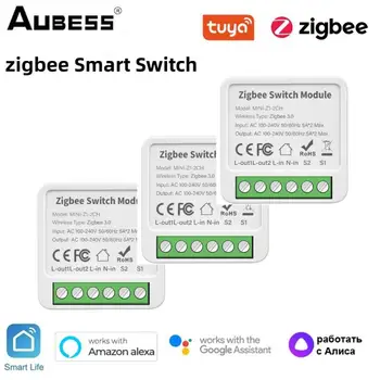 Tuya Zigbee Smart Switch Module 2/3/4Dual Veids Smart Dzīves Tālvadības pulti 