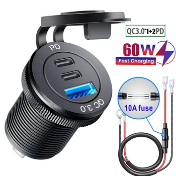 USB kontaktligzdai ātrās uzlādes ligzda PD C Tipa un QC3.0 USB Portu adapteri, lai Auto Laivu Jūras Kravas automašīna, motocikls