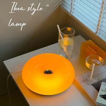 Donut Stikla Sienas Lampa Galda Lampa Touch Switch Trīs krāsu Dimming Ziemeļvalstu Guļamistabas Gultas Studiju Dekoratīvās apaļā galda Lampa Sienas