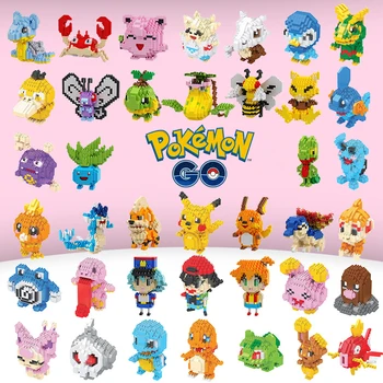 41 Stilu Anime Pokemon Karikatūra Bouwstenen Atšķirties Modelis Geassembleerd Pikachu Mini Actiefiguren Educatief Spel Speelgoed Mazulis Dāvanu
