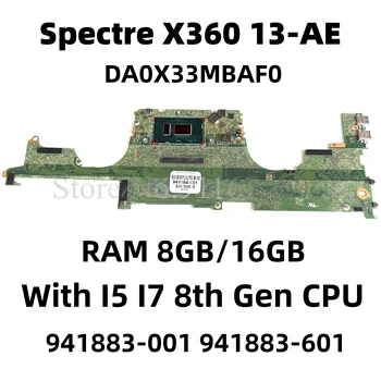 941883-001 941883-601 Par TPN-Q199 HP Spectre X360 13-AE Klēpjdators Mātesplatē DA0X33MBAF0 W/ I5 I7, 8 CPU 8G RAM 100% Pilnībā Tests