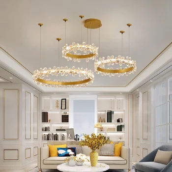 2023 mūsdienu kristāla lustras radošā ziedu gredzens dzīvojamā istaba lukturi designer hotel villa apdare lampas romantisku kāzu gaismas