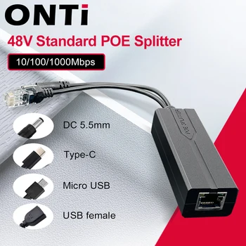 ONTi 100M/1000M Standarta POE Splitter 48 V uz 5V, 12V 1.2 2.2 Mikro USB Tpye-C IP Kameras / Router / AP Wrieless
