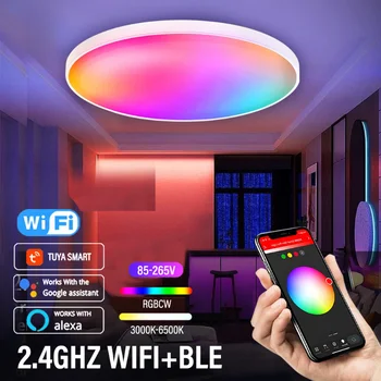 RGBCCT Smart LED Apaļa Griestu Gaismas Tuya WIFI Saderīgu Alexa, Google Home Aptumšojami Mūzikas Sync Mājas Guļamistaba, Dzīvojamā Istaba