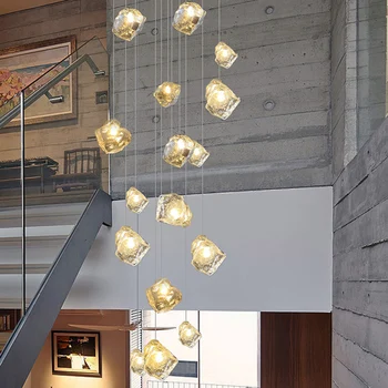 Ziemeļvalstu Bēniņu lustra minimālisma moderno Loft guest villa radošo hotel zālē dzīvojamā telpā rotējošā kāpnes ilgi lustra