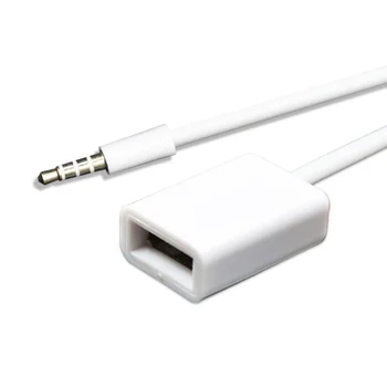 Datu Kabelis 3.5 mm Male USB Sieviešu Konversijas Vads AUX Auto MP3 Audio Adaptera Kabelis U Diska Klipu Līnijas 15mm Garums Balts