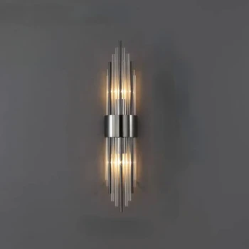 Skaidrs, Crystal LED Sienas Lampa E14 Spuldze Nerūsējošā Tērauda Sienas Gaismas Foajē Guļamistaba Eju Ēdamistaba Zelta Black Brā