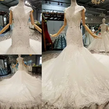 Ir 2021. drēbes de mariee Līgavas Kleita Seksīga Nāriņa Ilgi Asti vestido de noiva Luksusa KARALIENE LĪGAVAS Mežģīnes Up Kāzu Kleitas WD79