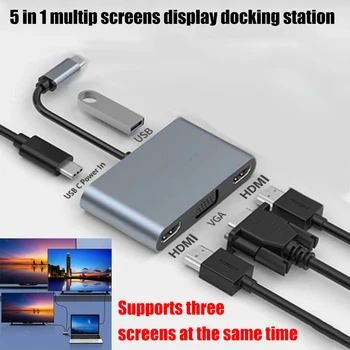 USB Type C Klēpjdatora dokstacija Dual HDMI divu Ekrānu Displejs USB 3.0 Hub Adapteris Doks HP DELL XPS Virsmas Lenovo ThinkPad