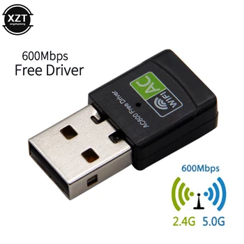 Mini USB WiFi Adapteri 802.11 AC Dongle Tīkla Karte 600Mbps 2.4 G & 5G Dual Band Wireless Wifi Uztvērējs Bezmaksas Draiveri Klēpjdators